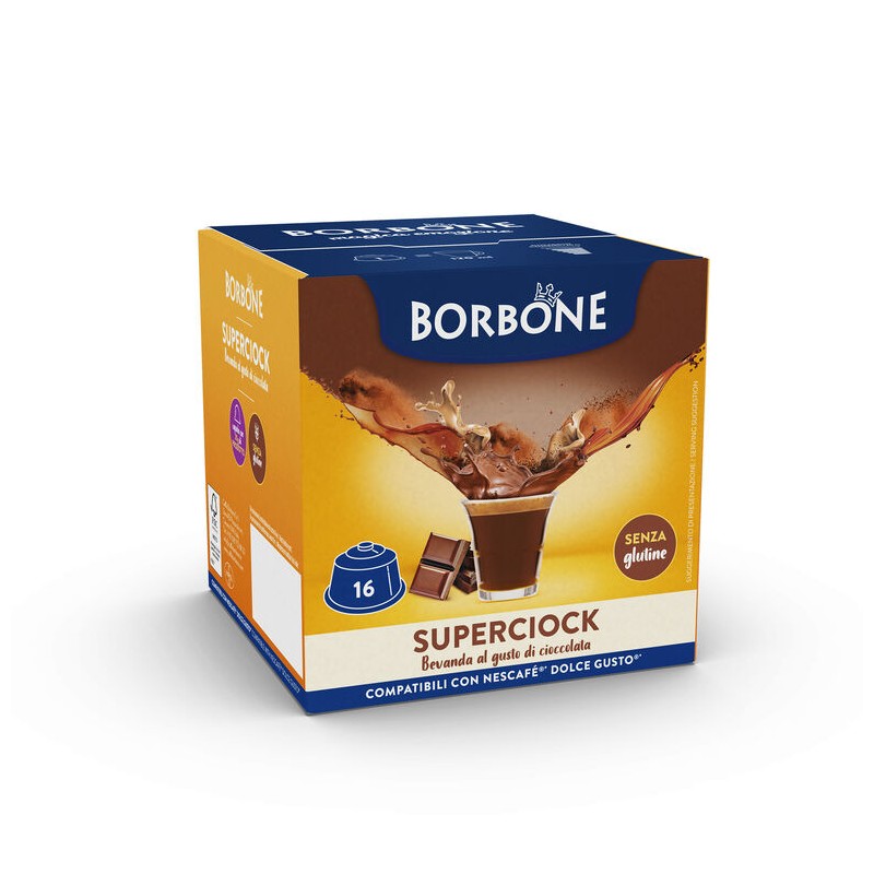 16 Capsule Borbone SUPERCIOK Per Bevanda Solubile Al Gusto Cioccolata