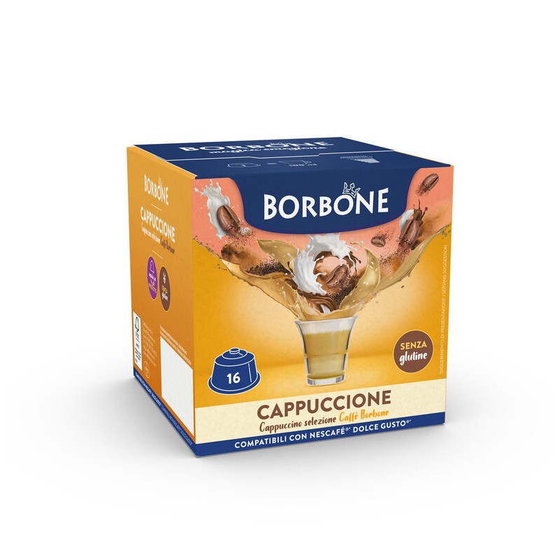 16 Capsule Borbone CAPPUCCIONE Per Bevanda Solubile al Gusto Cappuccino