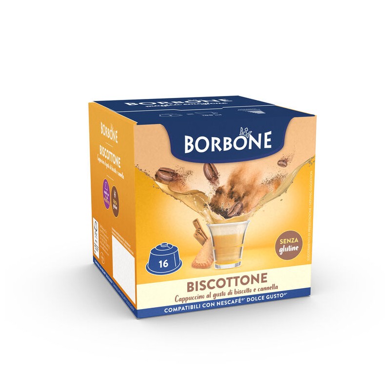 16 Capsule Borbone BISCOTTONE Per Bevanda Solubile Al Gusto Biscotto