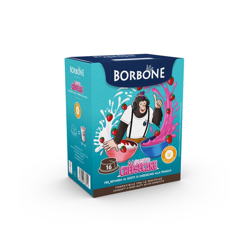 16 Capsule Borbone COMPATIBILI con macchine a marchio Lavazza®* A Modo Mio®* - DJGUSTO CHEESECAKE Cioccolata Bianca Alla Fragola