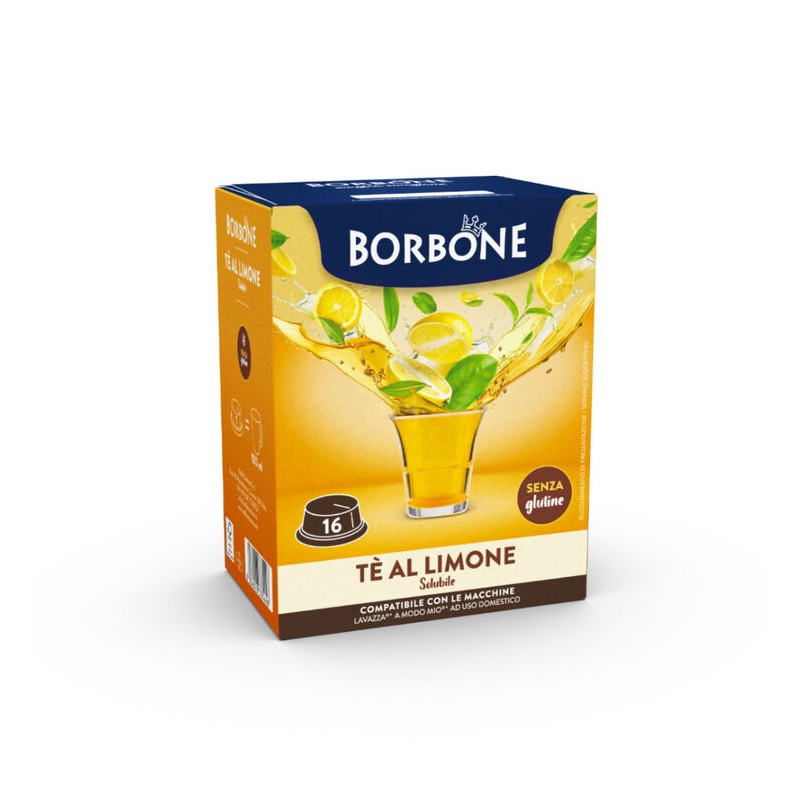 16 Capsule Borbone COMPATIBILI con macchine a marchio Lavazza®* A Modo Mio®* - Bevanda Solubile al gusto TÈ AL LIMONE