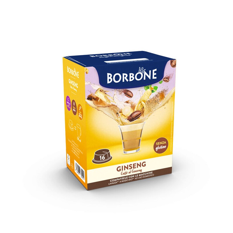 16 capsule Borbone COMPATIBILI con macchine a marchio Lavazza®* A Modo Mio®* - Bevanda solubile al gusto GINSENG