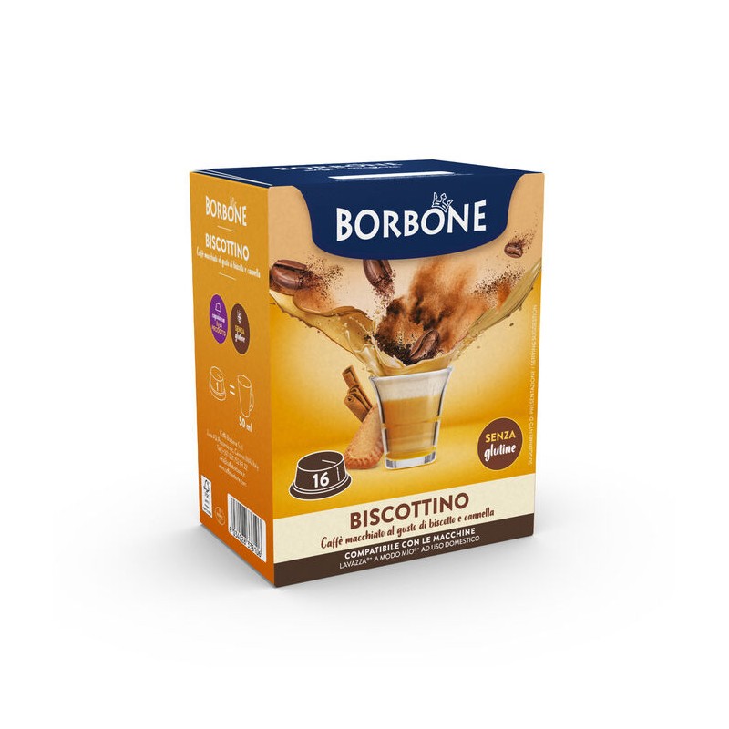 16 capsule Borbone COMPATIBILI con macchine a marchio Lavazza®* A Modo Mio®* - Bevanda solubile BISCOTTINO